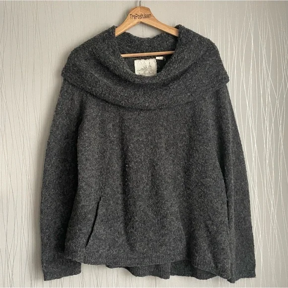 Anthropologie Sweater Angel of the North Womens Small Gray Boucle Cowl Neck - Picture 2 of 6